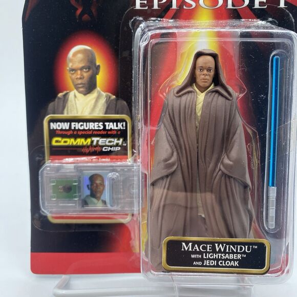 Star Wars Episode 1 Mace Windu 3.75" Action Figure Jedi 1998 Hasbro New Sealed - Picture 3 of 5